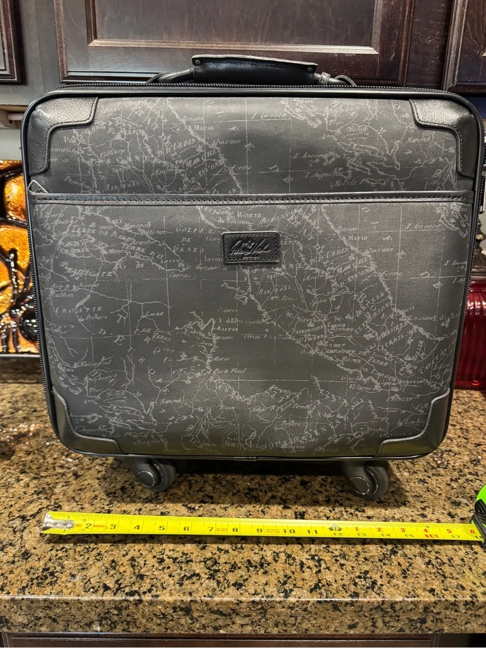 Patricia Nash Black Map-Print Carry-On Bag with Front Pocket